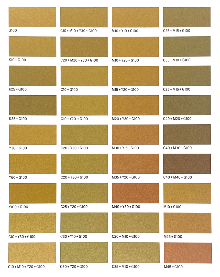 ゴールドトナーを使用したカラーチャート