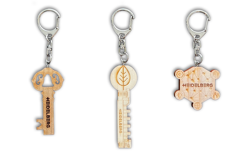 3種類の鍵型キーホルダーの写真